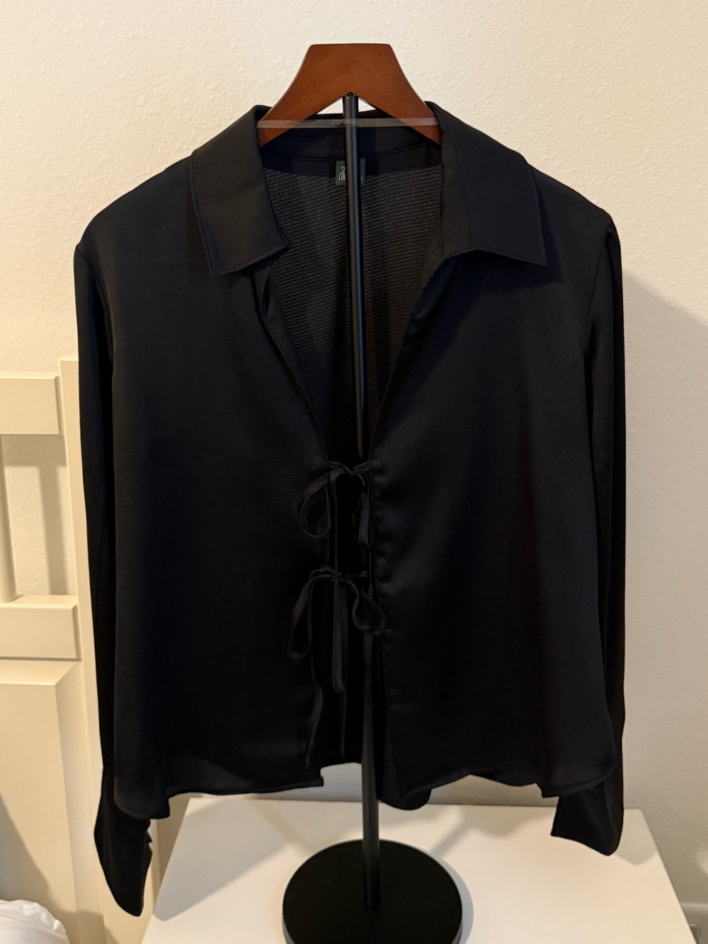 wild fable Black Tie-Front Collared Blouse